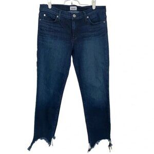 Hudson Colette Mid Rise Skinny Crop Dark‎ Wash Raw Hem Denim Jeans Sz 29